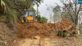 Part 2-In Very Limited Budget Making Mountain Village Road-JCB Leveling and Cutting Hillside