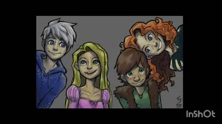 Hiccup,Jack Frost, Rapunzel, Mérida.(King and Lionheart)