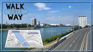 Mannheim to Ludwigshafen via Konrad-Adenauer-Brücke Walking Tour - 4k