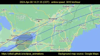 Path of Totality of Solar Eclipse on April 8, 2024