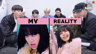 BTS REACTION BLACK PINK MV VS REALITY