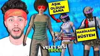 KIZLARI KENDİME AŞIK ETTİM !! ( VELET SESİ TROLL ) - PUBG mobile