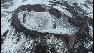 Drone explores 2021 Volcano in winter: crater rim still hot! 16.02.24 4K