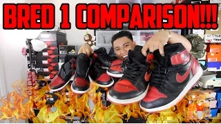 AIR JORDAN BRED 1 COMPARISON!!! (1985, 1994, 2001, 2013, 2016)