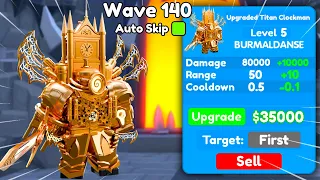 I GOT NEW 🔥ULTIMATE🔥 UPGRADED TITAN CLOCKMAN AND WIN 140 WAVES 🔥 Toilet Tower Defense