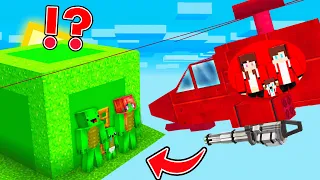 What HAPPENS IF JJ FAMILY WITH HELICOPTER CRASHES INTO MIKEY HOUSE in Minecraft ?HELICOPTER vs JJ!