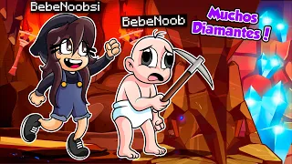 ¡BEBE NOOB TIENE MUCHA SUERTE EN MINECRAFT! 💎😱 BEBE NOOB ENCUENTRA 100000000 DIAMANTES MINECRAFT