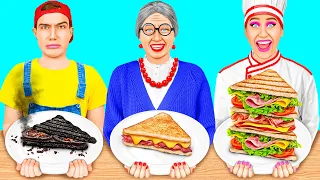 Já vs Babička Kuchařská Výzva | Úžasné Kuchyňské Hacky TeenTeam Challenge