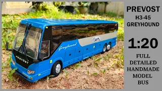 1:20 Scale Prevost H3-45 Greyhound Model Bus with 100% Handmade Finish