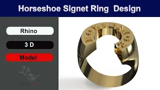 Horseshoe Signet Ring 3d model in Rhino #tutorial