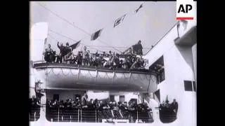 Queen Mary Britain's Super Ship Arrives In New York - Then Home Again