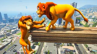 Simba vs Scar Ragdolls GTA 5 lion king funny mod (GTA 5 Euphoria Physics Funny Moments & Fails) 🦁 4K