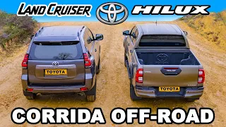 Toyota Hilux vs Land Cruiser: CORRIDA DE ARRANCADA NA SUBIDA & qual é o melhor OFF-ROAD!?