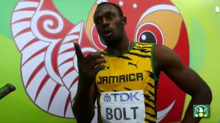 Nigerian Reporter tells Usain Bolt he won because Gatlin "made a mistake" - Watch what happens next!