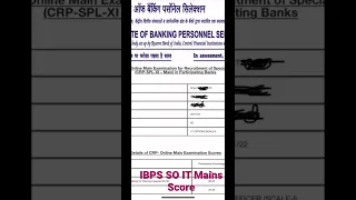 My IBPS SO IT Officer Mains exam scorecard