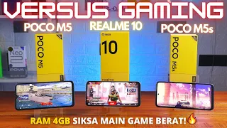 SIKSA RAME-RAME!🔥 VERSUS GAMING Poco M5 vs Realme 10 vs Poco M5s Indonesia, RAM 4GB Bisa BERTAHAN?!