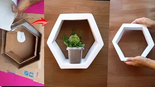 COMO FAZER NICHO HEXAGONAL PARA PAREDE FEITO DE GESSO E PAPELÃO | FAÇA VOCÊ MESMO NICHO DECORATIVO