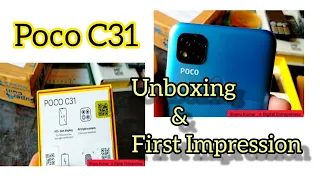 Poco c31 Unboxing & First Impression | smartphone under 8000 | xiaomi smartphone | 5000 mAh Battery