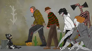 Baby Cartoon Cat vs IT Pennywise, Jason Voorhees, Siren Head, Freddy Krueger, Jeff The Killer [Dc2]