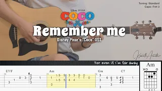 Remember Me - Disney Pixar's "Coco" OST | Fingerstyle Guitar | TAB + Chords + Lyrics