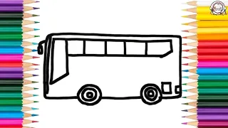 How To Draw Bus🚌||Kids Easy Bus Drawing Colouring vedios|#Kidseasybusdrawingcoloringvedios #easy