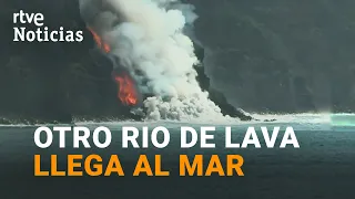 LA PALMA: Se forma una TERCERA FAJANA al desembocar la LAVA en el OCÉANO por un nuevo punto | RTVE