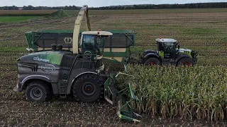 KRONE BIG X 680 am Mais häckseln / CLAAS XERION 3300, FENDT 724, CLAAS AXION 840 & JCB XERION 2002