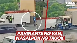 Pahinante ng van, nasalpok ng truck | GMA News Feed