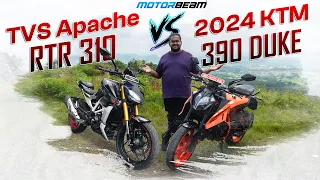2024 KTM 390 Duke vs TVS Apache RTR 310 - Best Sub-400cc Bike Battle In India? | MotorBeam