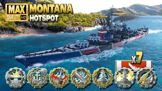 Battleship Montana: Succesfull on map Hotspot - World of Warships