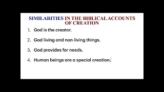 Similarities in the biblical accounts of creation   Genesis 1 and 2