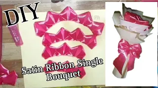 DIY Single Rose Bouquet | Satin Ribbon Bouquet