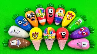 Numberblocks - Looking for CLAY with Carrot & Ice Cream Coloring! Mixing Slime Video ASMR