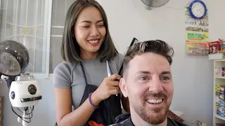 Cute Thai Barbershop Lady "Takes Good Care"