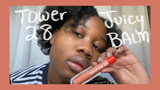 Tower 28 JuiceBalm Vegan Tinted Lip Balm Swatch + Review | Mix on Two Toned Lips | Sephora Favorites