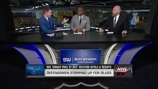 NHL Tonight:  Blues defensemen:  Blues defense creating scoring chances in Cup Final  Jun 5,  2019