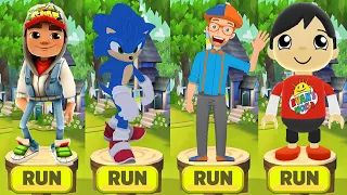 Tag with Ryan vs Blippi World Adventure vs Subway Surfers vs Tag with Sonic -All Characters Unlocked