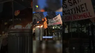 US veterans burn their uniforms at vigil for US airman Aaron Bushnell