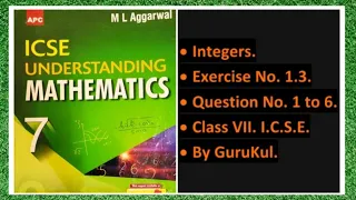 Integers, Ex 1.3, Class 7, M L Aggarwal - ICSE UNDERSTANDING MATHEMATICS