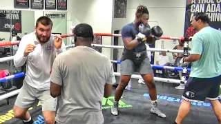 Undefeated heavyweights at work inside the Mayweather Boxing Club
