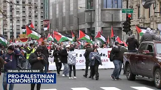 Pro-Palestinian protesters march through downtown Chicago on Black Friday