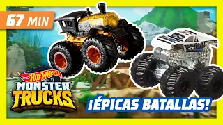 ¡LAS MEJORES BATALLAS DE HOT WHEELS MONSTER TRUCKS! 🚙🚧🚘 | Hot Wheels En Español