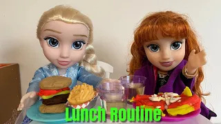 Elsa And Anna toddlers Afternoon Lunch Routine