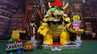 Lego Mario Enters the Nintendo Switch to save Princess Peach! She is trapped by the Mighty Bowser!