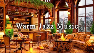 Smooth Jazz Instrumental Music & Fireplace Sounds at Cozy Coffee Shop Ambience for Relax and Unwind☕