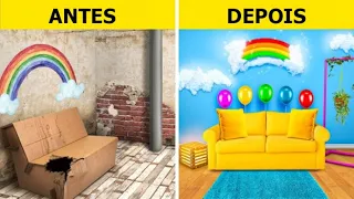 TRANSFORMAÇÃO INCRÍVEL DE ESPAÇOS | DIYs Legais e Ideias de Decoração Baratas por 123 GO! CHALLENGE