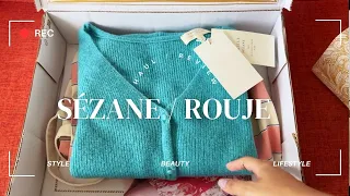 SÉZANE, ROUJE, LES FILLES EN ROUJE Haul & Try-on! Barry Cardigan, Roxy Dress, La Brume Cheveux