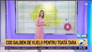 ANM a emis cod galben pentru toată țara! Alerta meteo, valabilă până sâmbătă