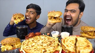 Eating Malai Pizza And Mighty Zinger Burger With @WaqasKhalil | Mukbang Asmr