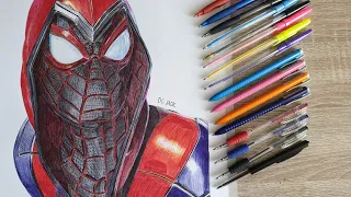 PS5 Miles Morales| Spiderman| Colored Ballpoint Pen| Timelapse Drawing| reupload(@dc77art50 )